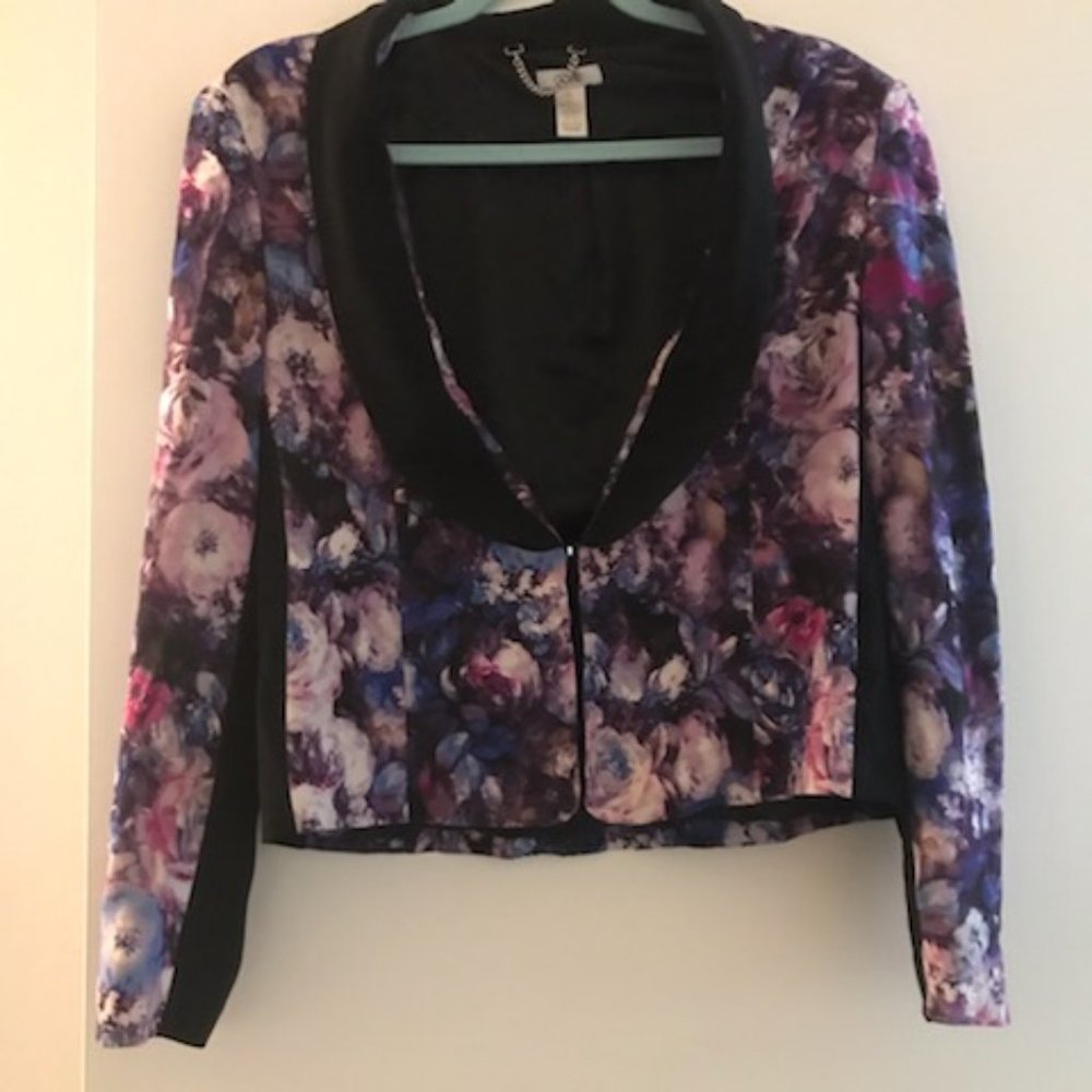Cache brand Purple Floral soft blazer size 14